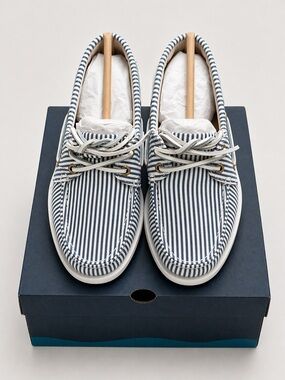 Sperry Women's Boat Shoes White/Navy Striped Canvas US 6 M